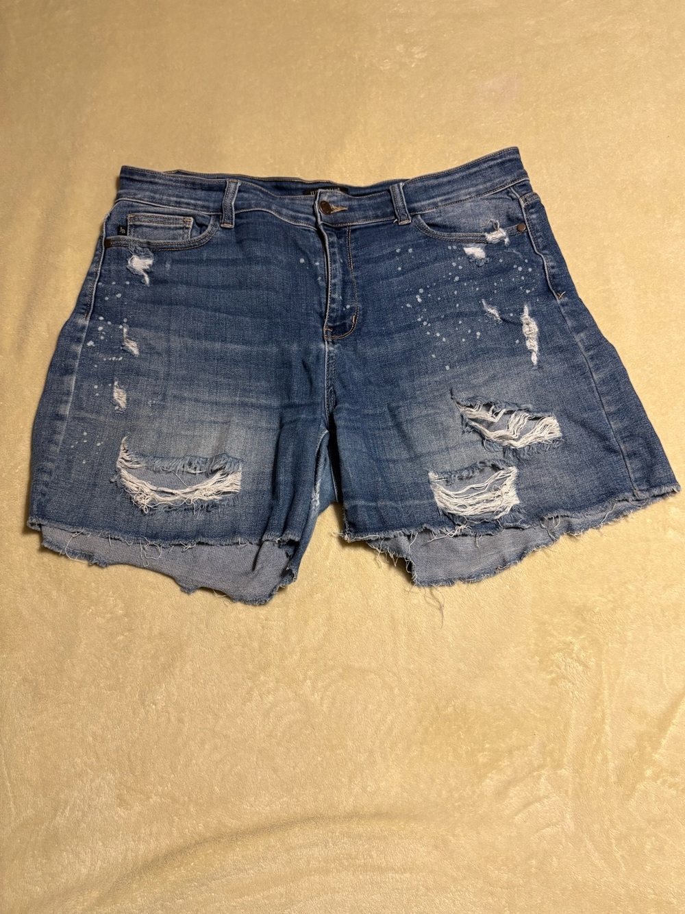 Judy Blue Medium Blue Distressed Denim Shorts